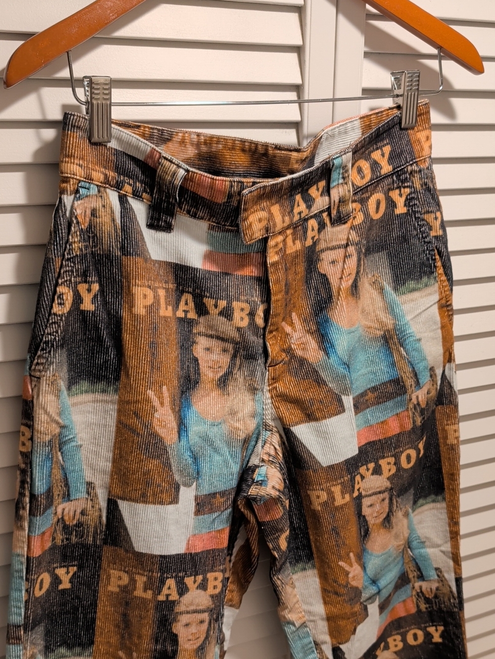 PLAYBOY Multigraph Corduroy Pants in Brown, Blue & Black Unisex SZ Small